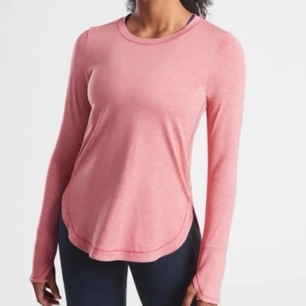 Athleta Uptempo Long Sleeve - Heathered Pink - Small - A36-IC